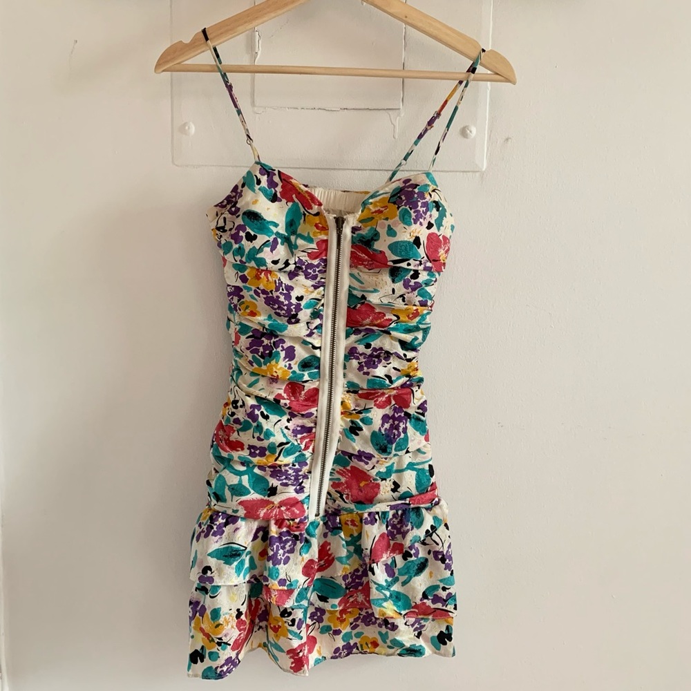 Twelfth Street Cynthia Vincent Floral Ruffle Mini Dress SZ 2